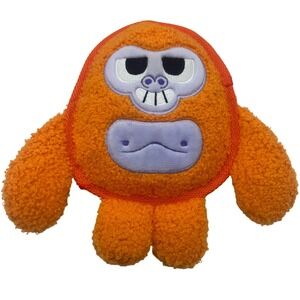 BarkBox BARK Orange Gorilla Squeaky Plush Dog Toy 216563 Sherpa Ballistic Nylon